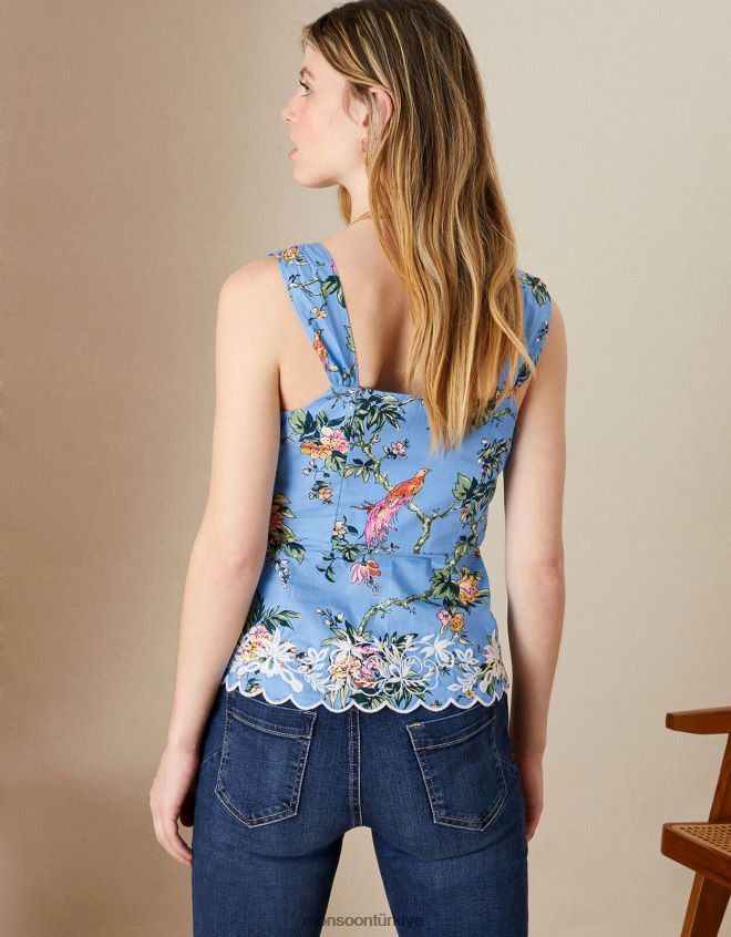 Monsoon kadınlar sürdürülebilir pamuktan pushka desenli atlet JH86BT825 Giyim mavi