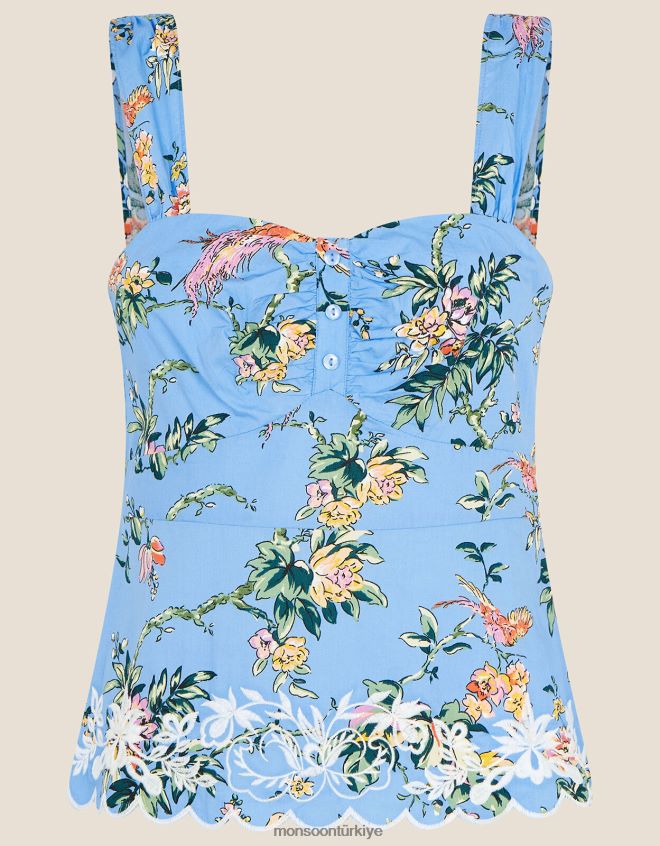 Monsoon kadınlar sürdürülebilir pamuktan pushka desenli atlet JH86BT825 Giyim mavi