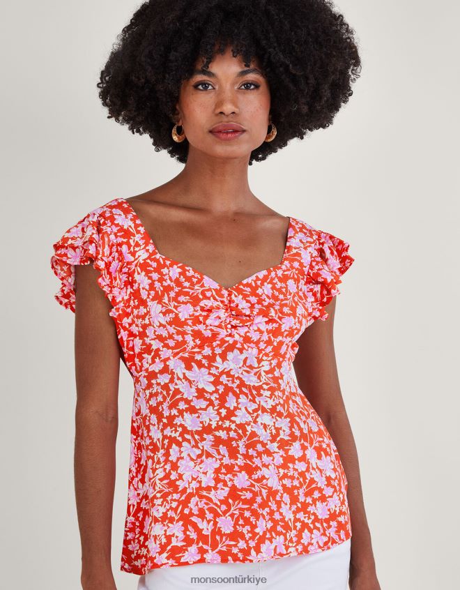 Monsoon kadınlar sürdürülebilir viskondan myra atlet JH86BT205 Giyim kırmızı