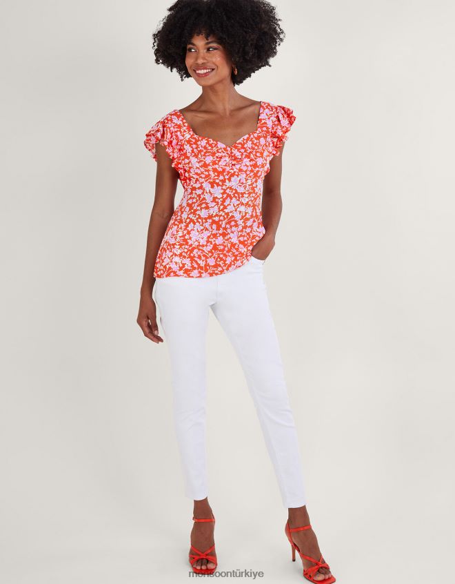 Monsoon kadınlar sürdürülebilir viskondan myra atlet JH86BT205 Giyim kırmızı