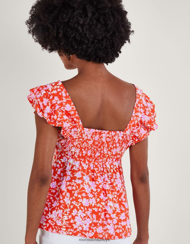 Monsoon kadınlar sürdürülebilir viskondan myra atlet JH86BT205 Giyim kırmızı