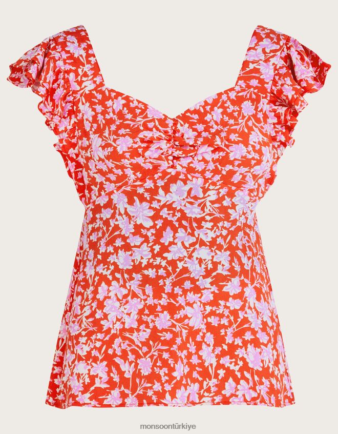 Monsoon kadınlar sürdürülebilir viskondan myra atlet JH86BT205 Giyim kırmızı