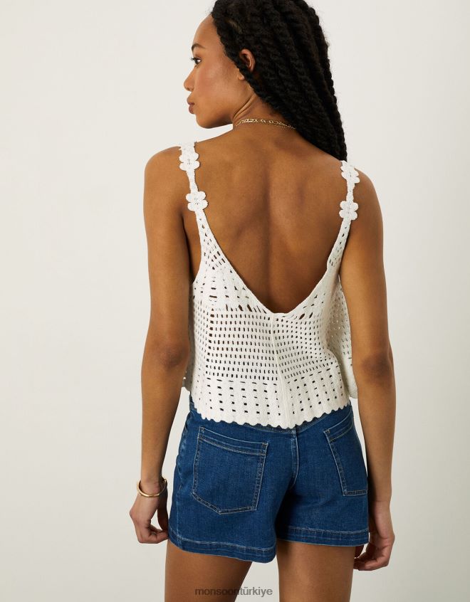 Monsoon kadınlar tığ işi cami üst JH86BT608 Giyim beyaz