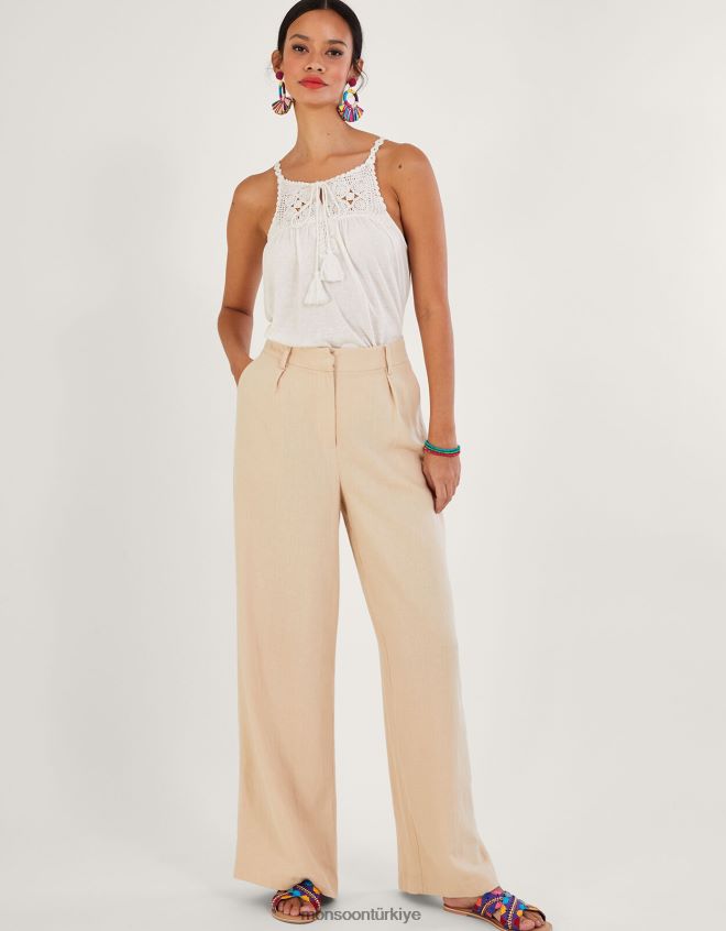 Monsoon kadınlar tığ işi trim jarse cami JH86BT156 Giyim fildişi