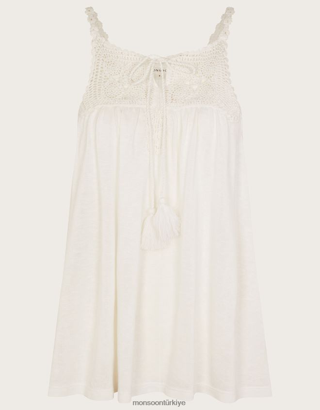 Monsoon kadınlar tığ işi trim jarse cami JH86BT156 Giyim fildişi