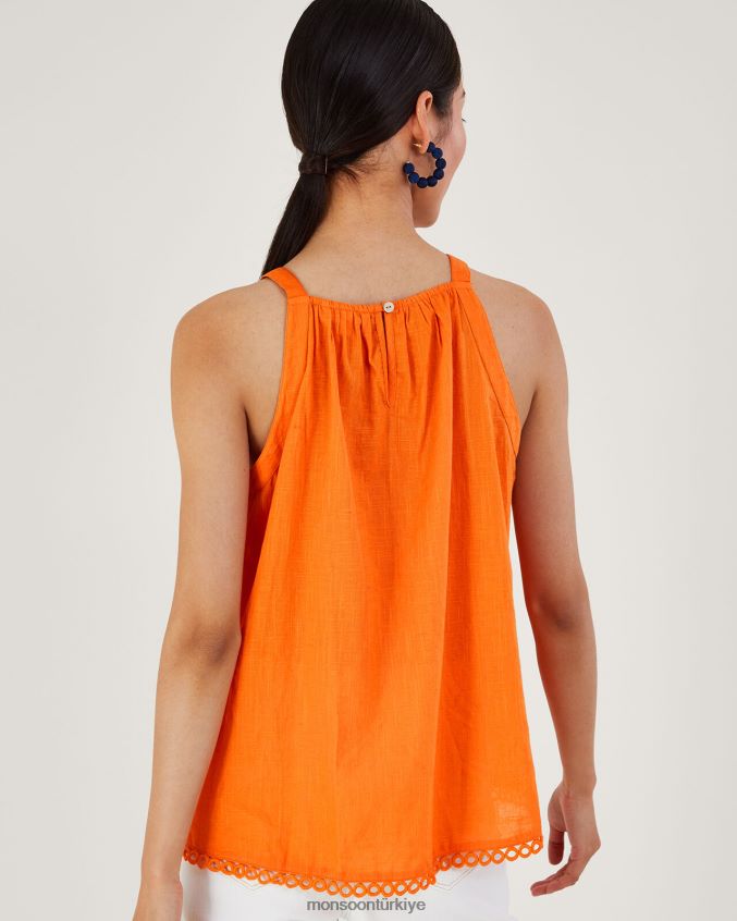 Monsoon kadınlar tığ işi yaka yular üst JH86BT678 Giyim turuncu