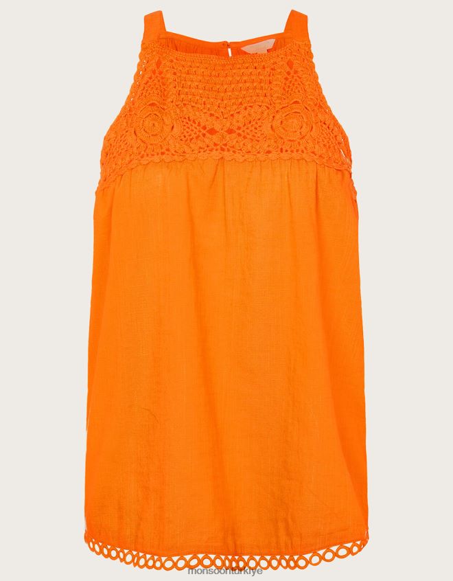 Monsoon kadınlar tığ işi yaka yular üst JH86BT678 Giyim turuncu