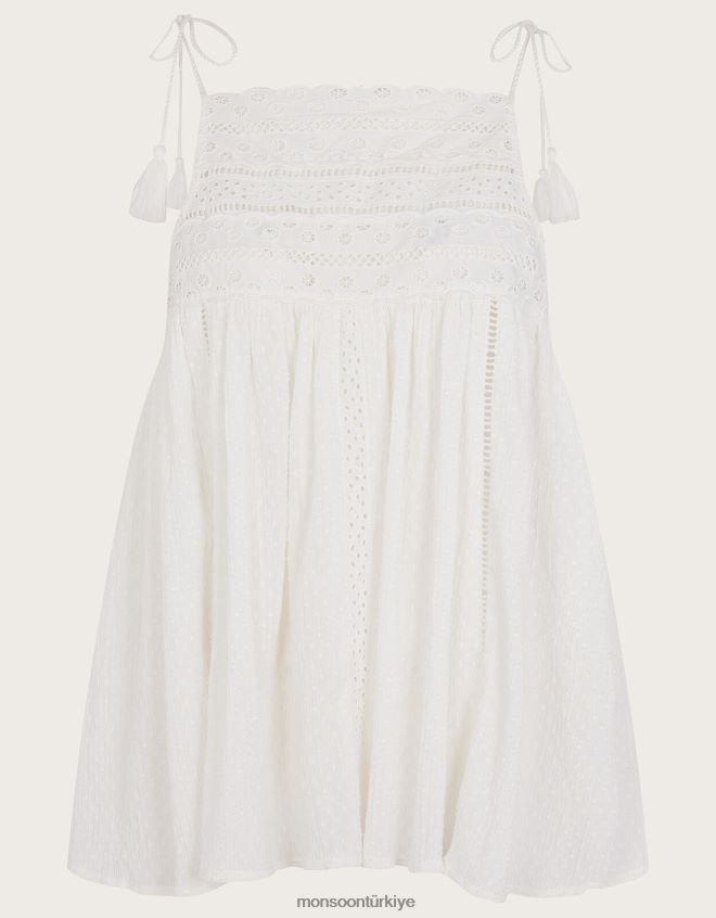 Monsoon kadınlar yular yüksek yaka detaylı cami JH86BT75 Giyim beyaz